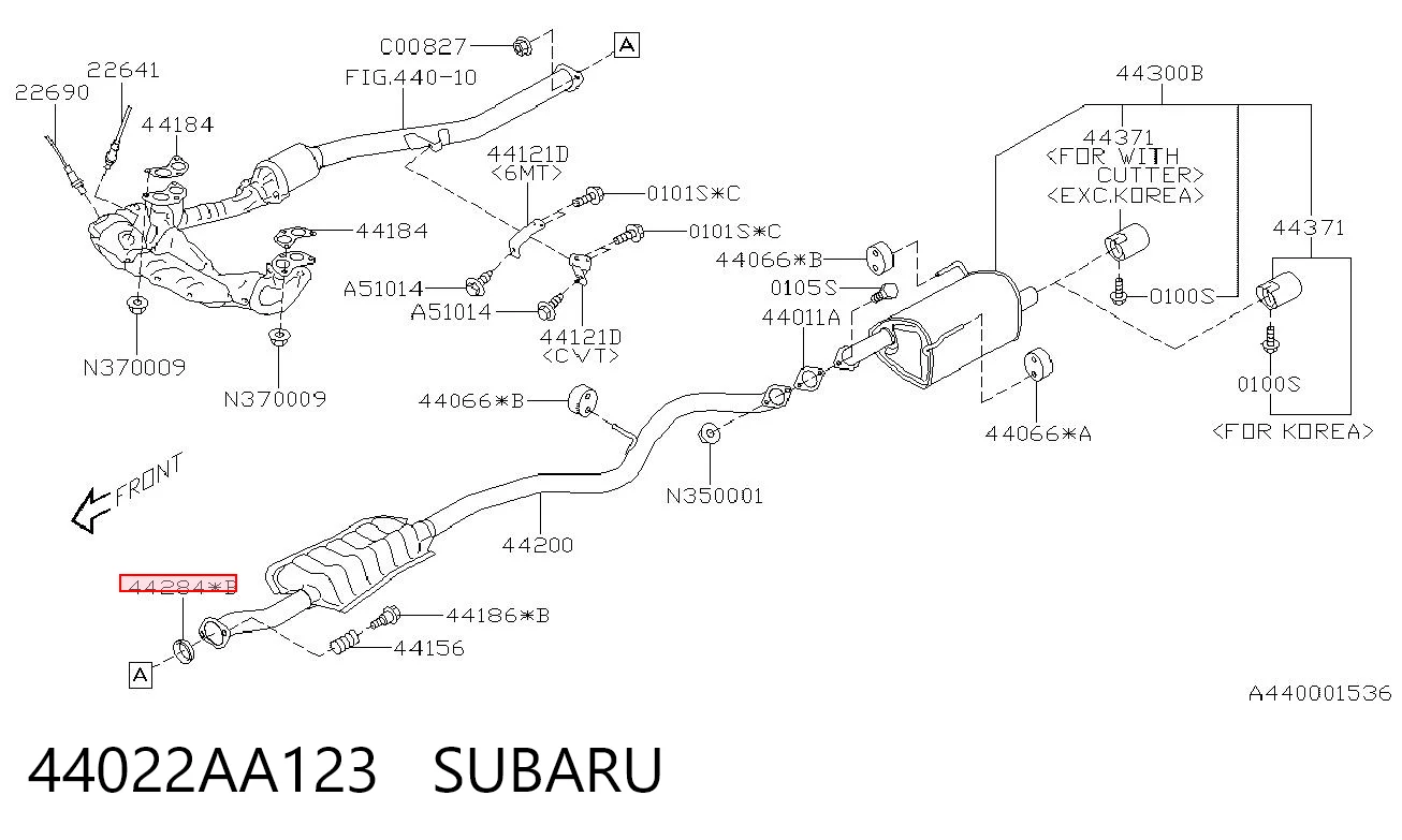 44022AA123 Subaru Кільце приймальні труби глушника ущільнювача