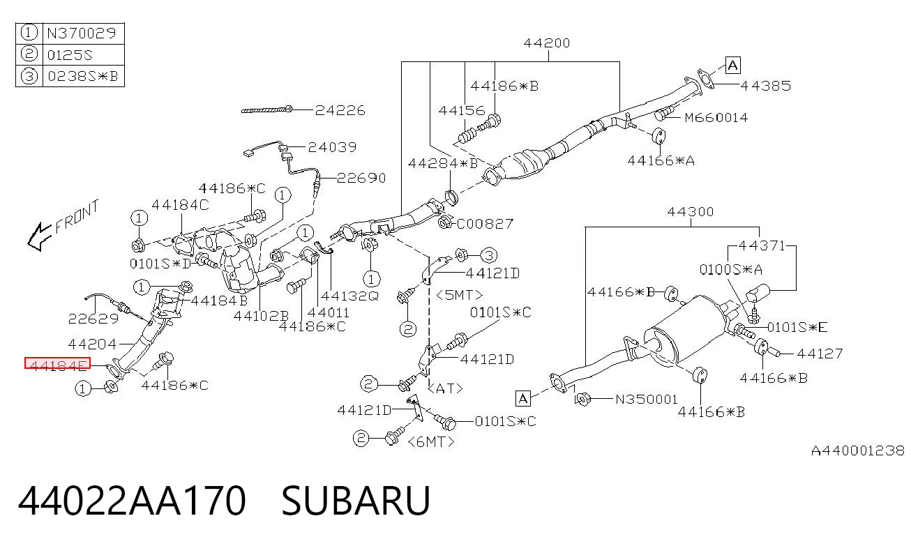 44022AA170 Subaru Прокладка штанів