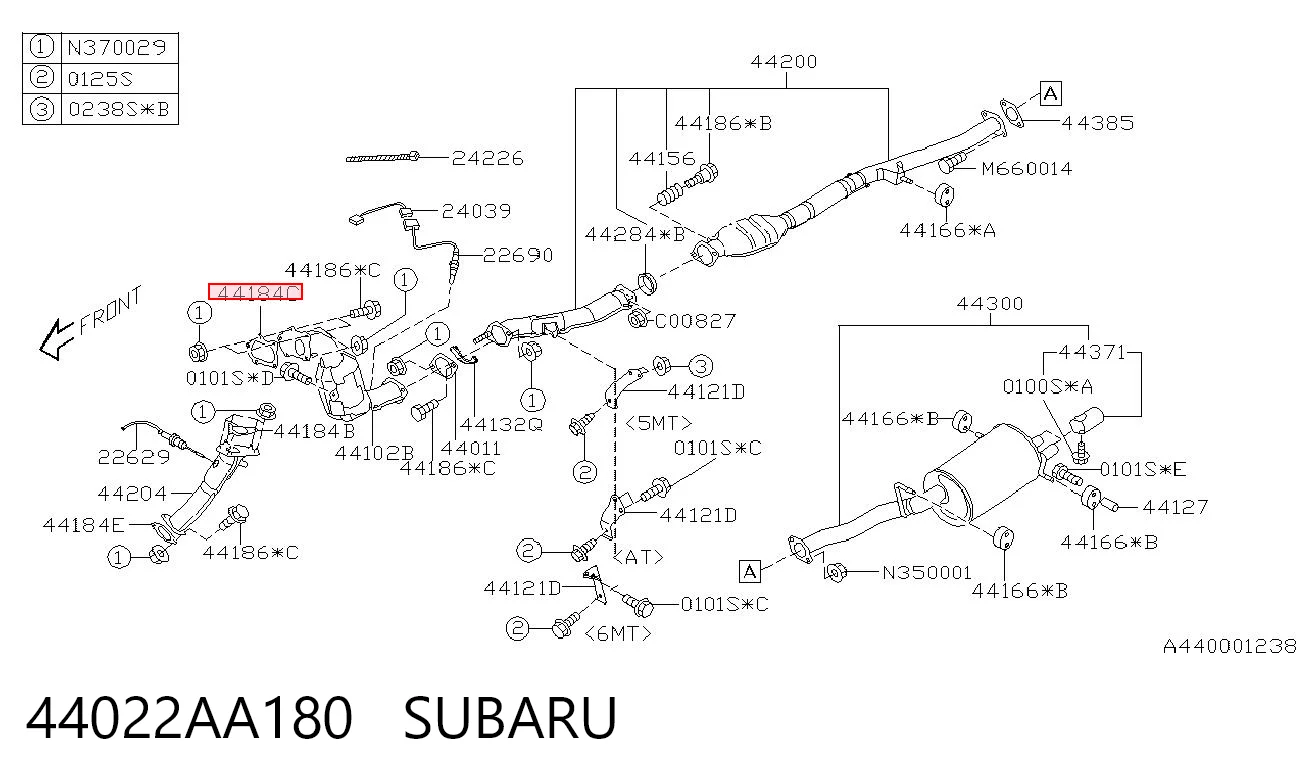 44022AA180 Subaru Прокладка штанів
