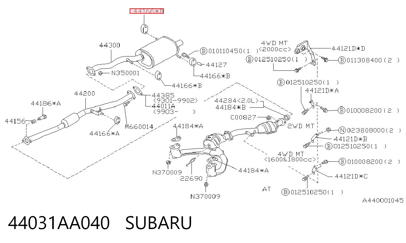 44031AA040 Subaru Кронштейн кріплення глушника