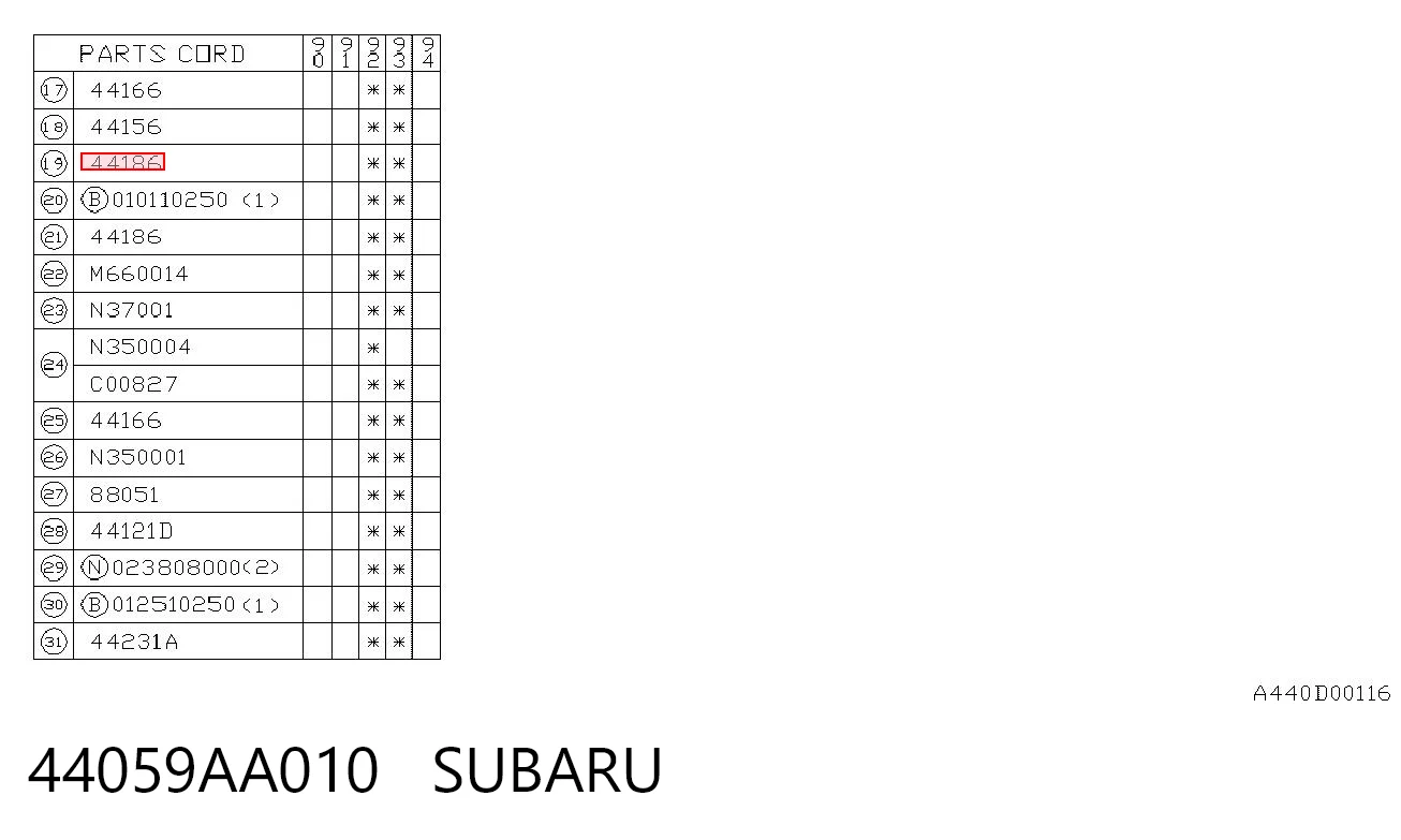 44059AA010 Subaru Болт вихлопної системи (глушника)