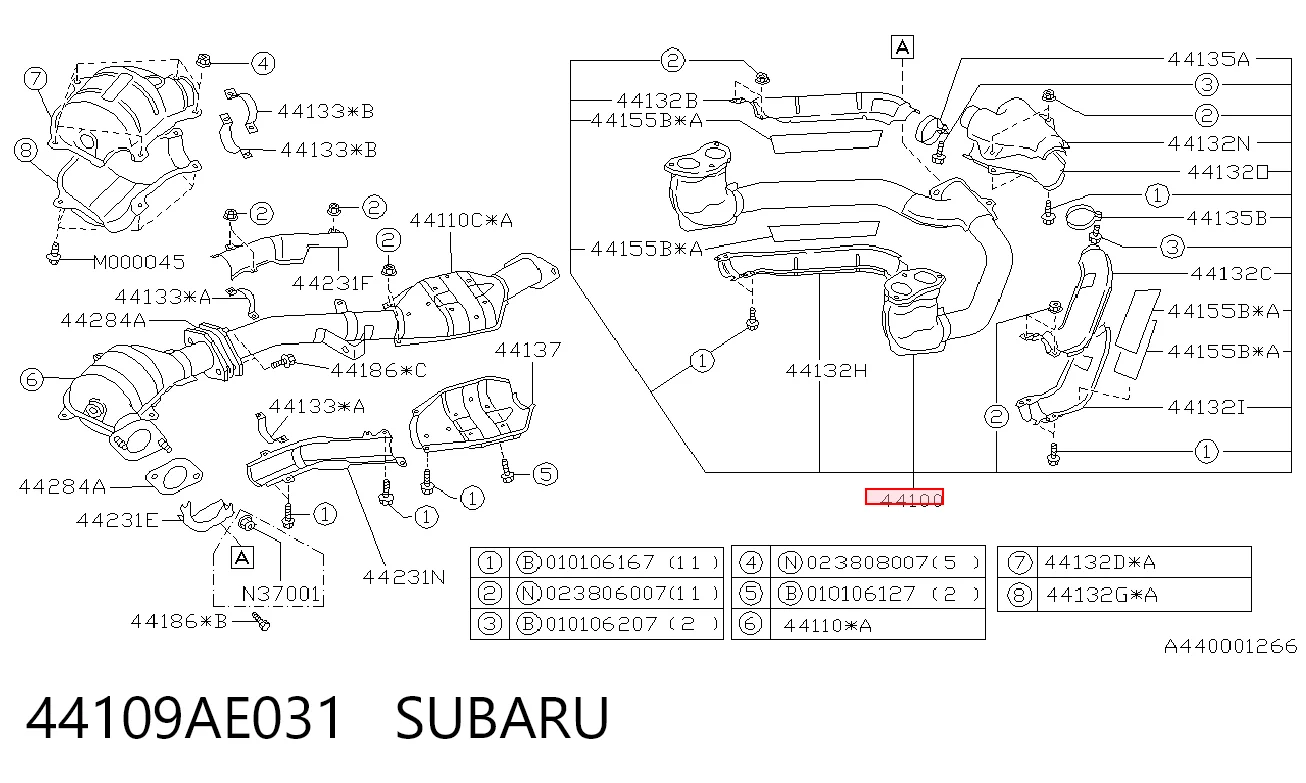 44109AE031 Subaru Штани глушника передні