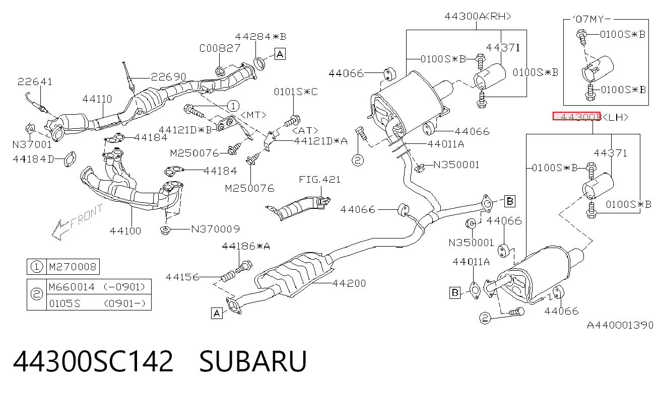 44300SC142 Subaru Глушник, задня частина