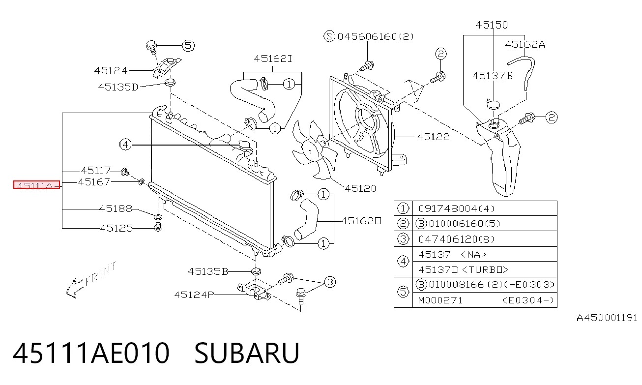 45111AE010 Subaru Радіатор охолодження двигуна