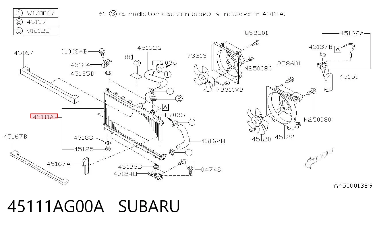 45111AG00A Subaru Радіатор охолодження двигуна