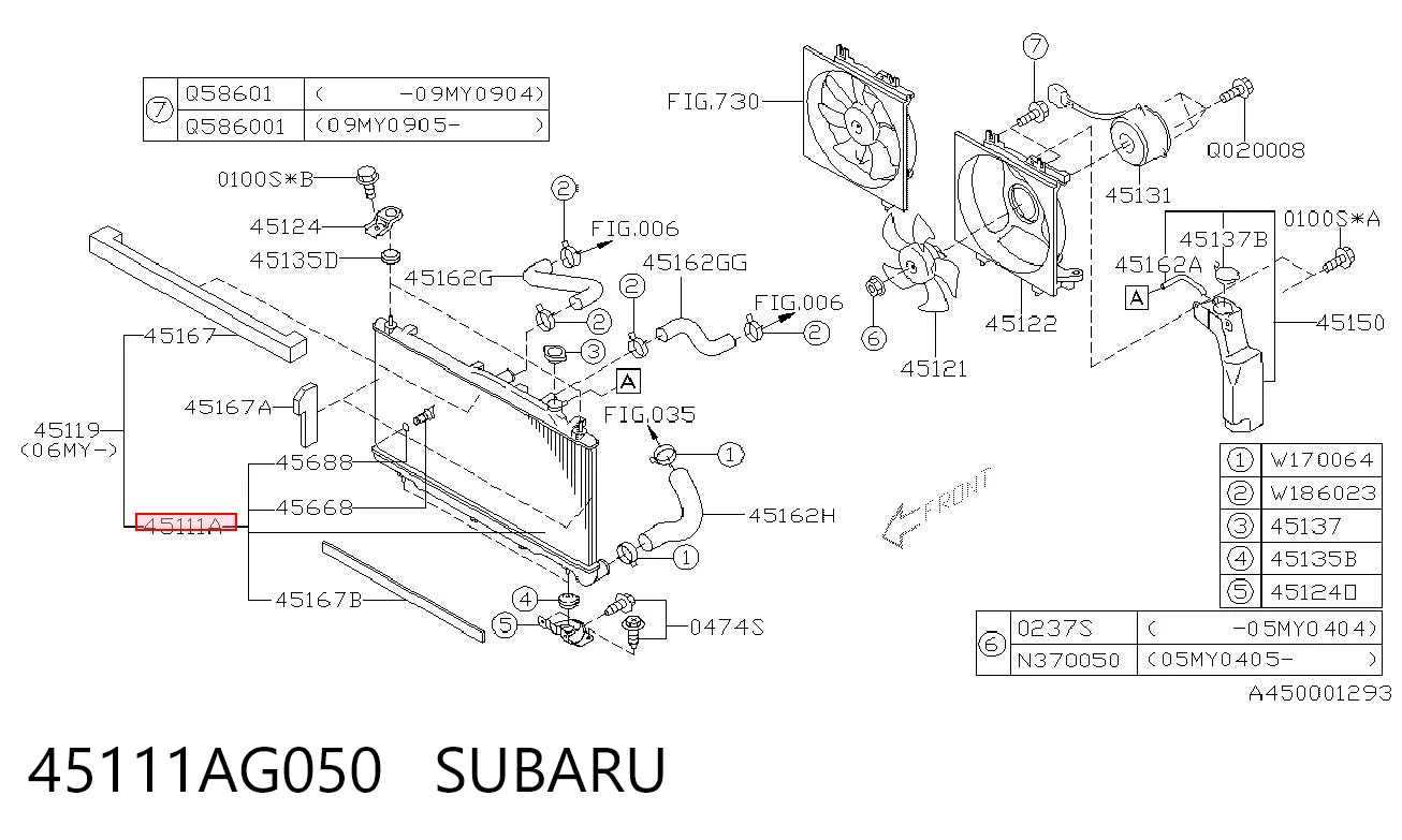 45111AG050 Subaru Радіатор охолодження двигуна