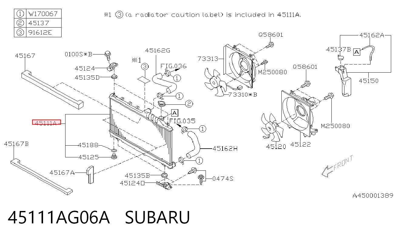 45111AG06A Subaru Радіатор охолодження двигуна