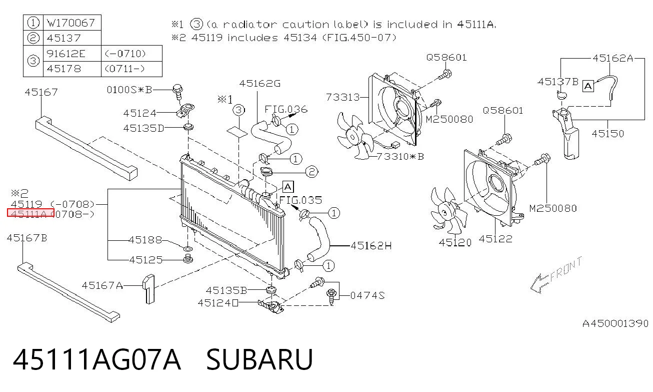 45111AG07A Subaru Радіатор охолодження двигуна