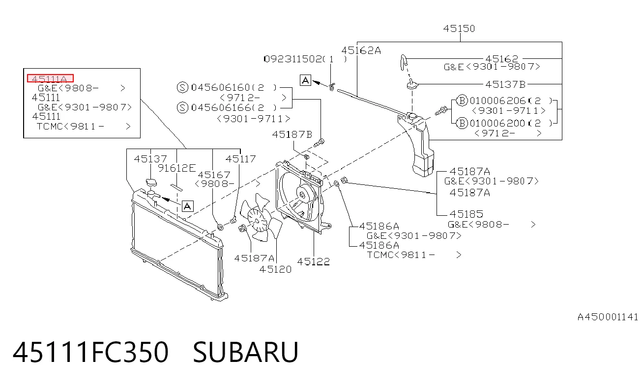45111FC350 Subaru Радіатор охолодження двигуна