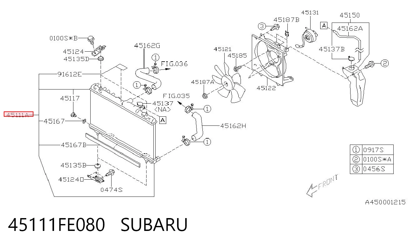 45111FE080 Subaru Радіатор охолодження двигуна