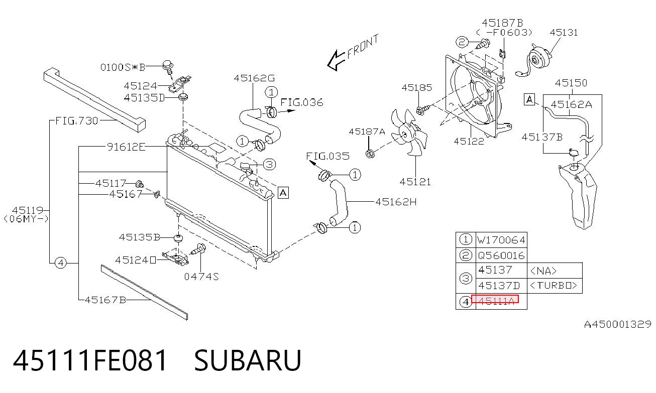 45111FE081 Subaru Радіатор охолодження двигуна