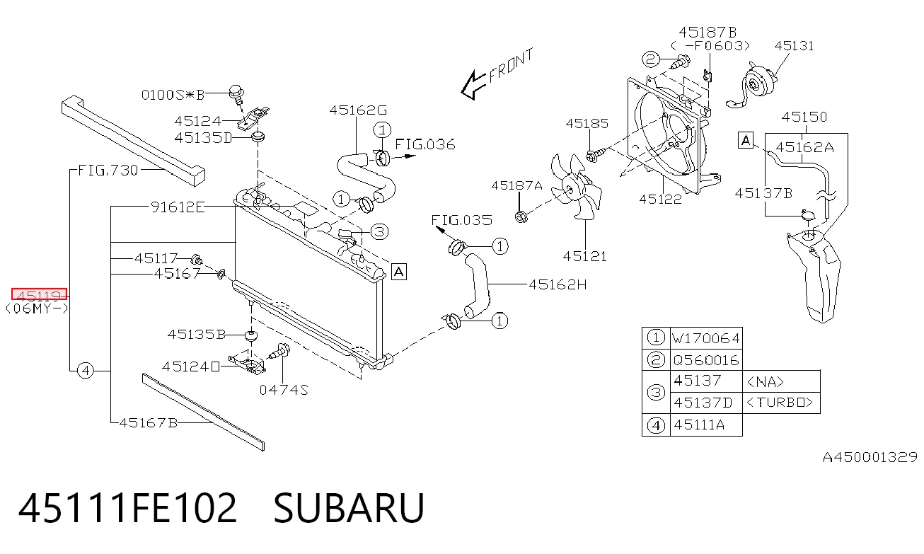 45111FE102 Subaru Радіатор охолодження двигуна