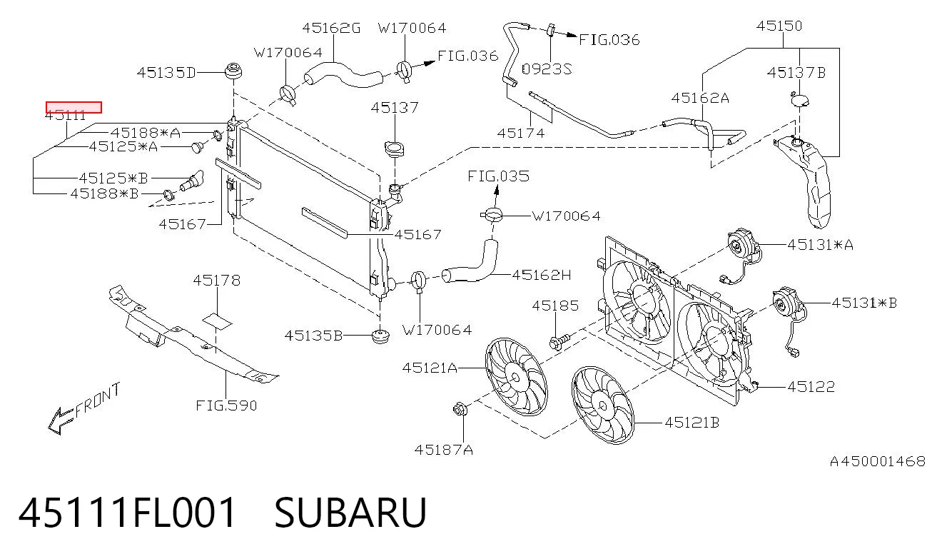 45111FL001 Subaru Радіатор охолодження двигуна