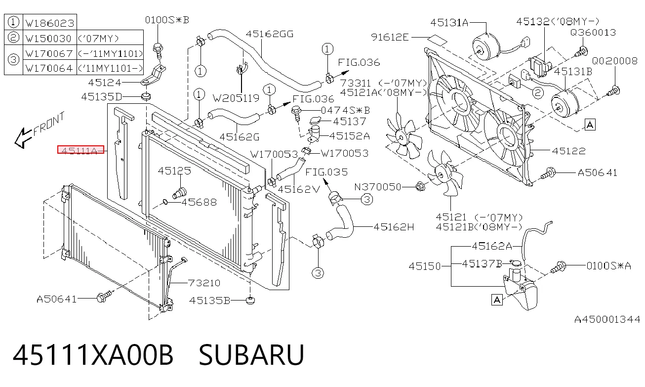 45111XA00B Subaru Радіатор охолодження двигуна
