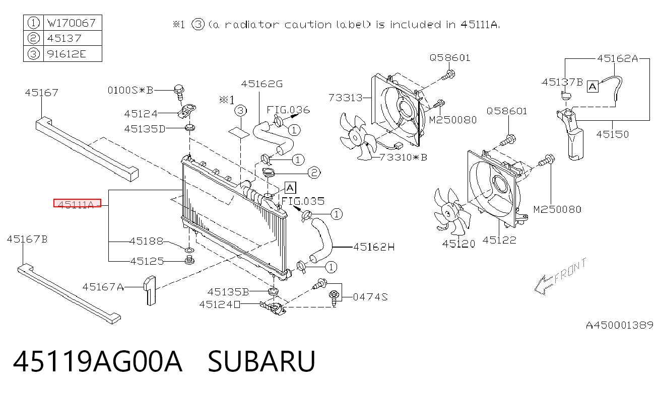 45119AG00A Subaru Радіатор охолодження двигуна