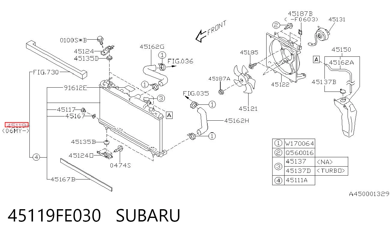 45119FE030 Subaru Радіатор охолодження двигуна
