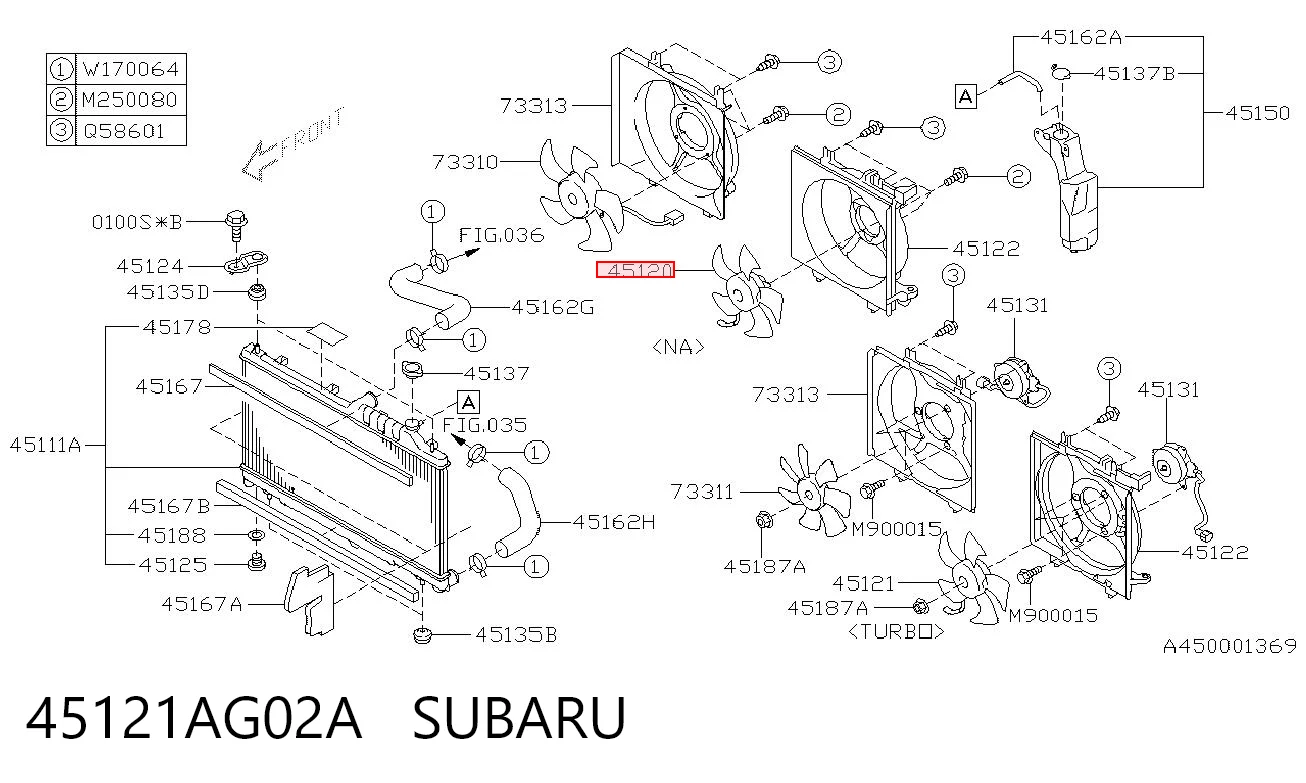 45121AG02A Subaru Вентилятор радіатора охолодження, лівий