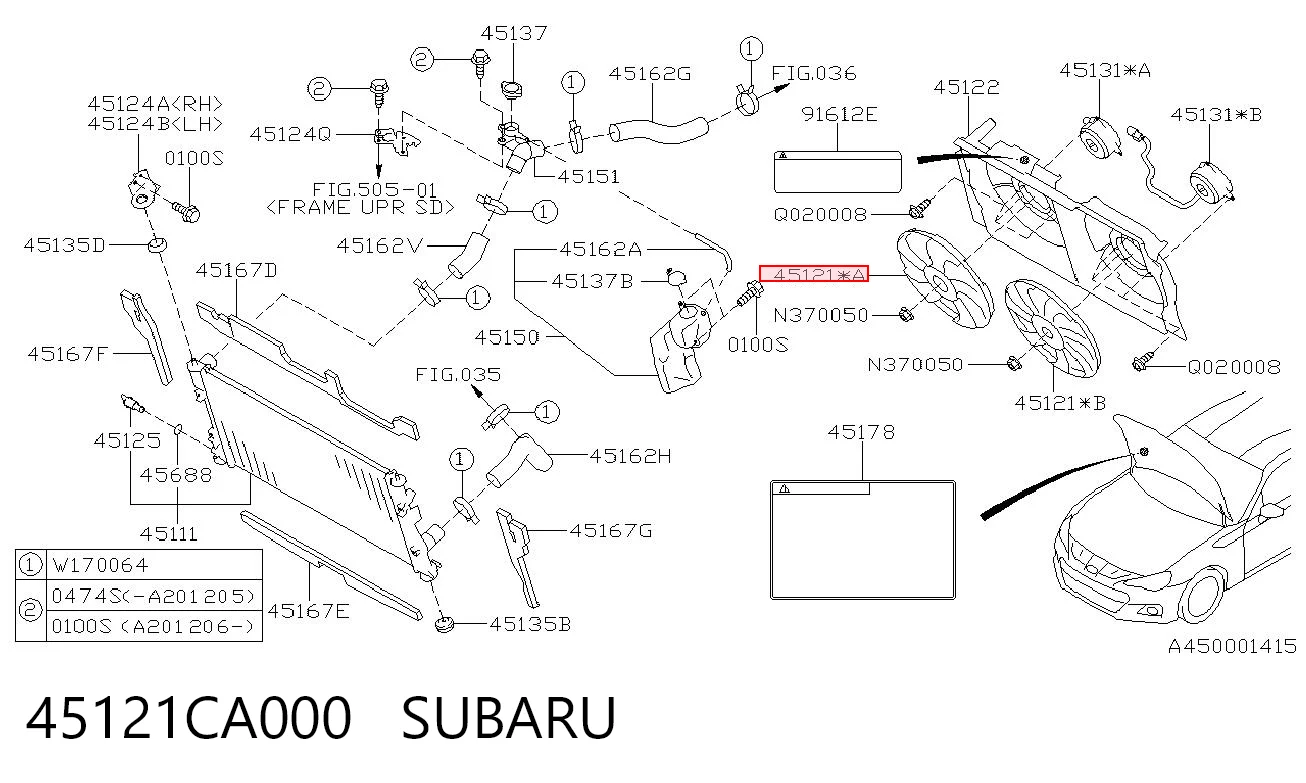 45121CA000 Subaru Вентилятор радіатора охолодження, лівий