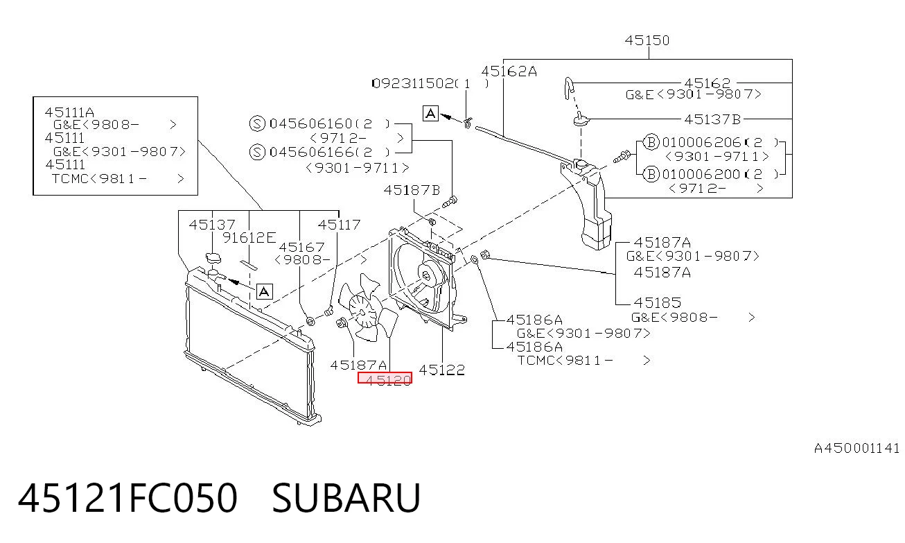 45121FC050 Subaru Електровентилятор радіатора