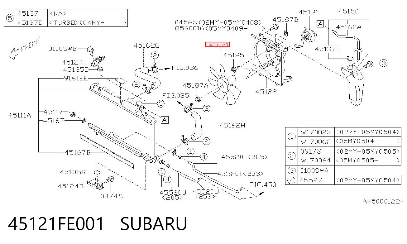 45121FE001 Subaru Вентилятор радіатора охолодження, лівий