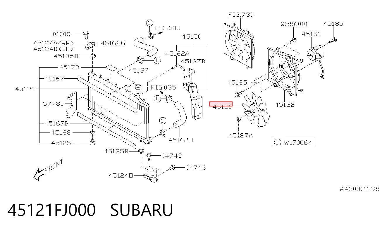 45121FJ000 Subaru Вентилятор / крильчатка радіатора охолодження