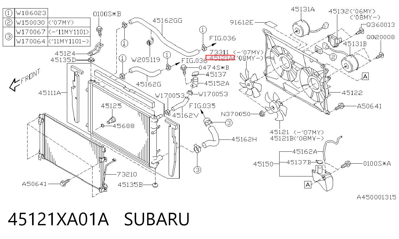 45121XA01A Subaru Вентилятор кондиціонера, правий
