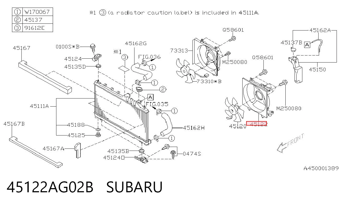 45122AG02B Subaru Дифузор (кожух) радіатора охолодження