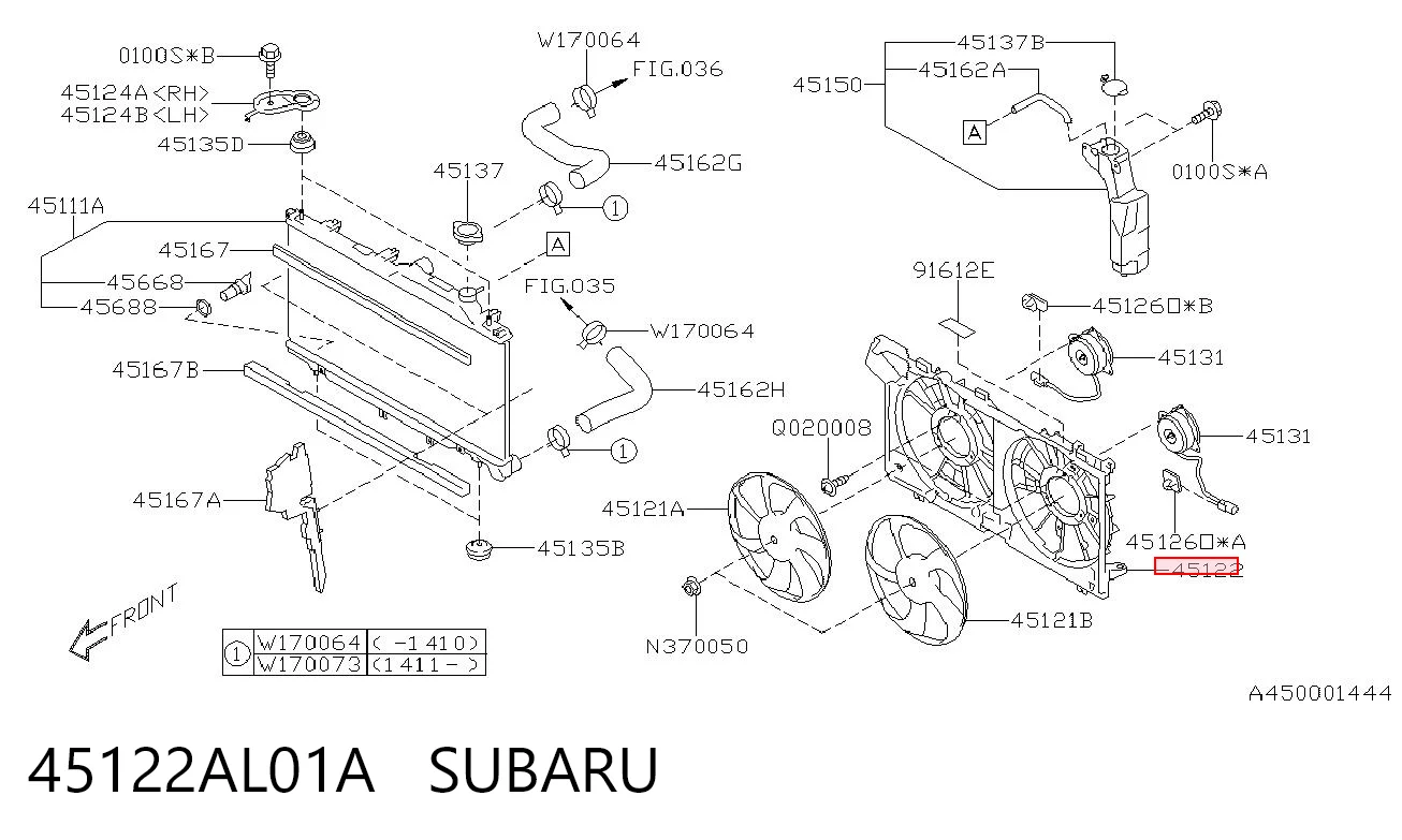 45122AL01A Subaru Дифузор (кожух) радіатора охолодження