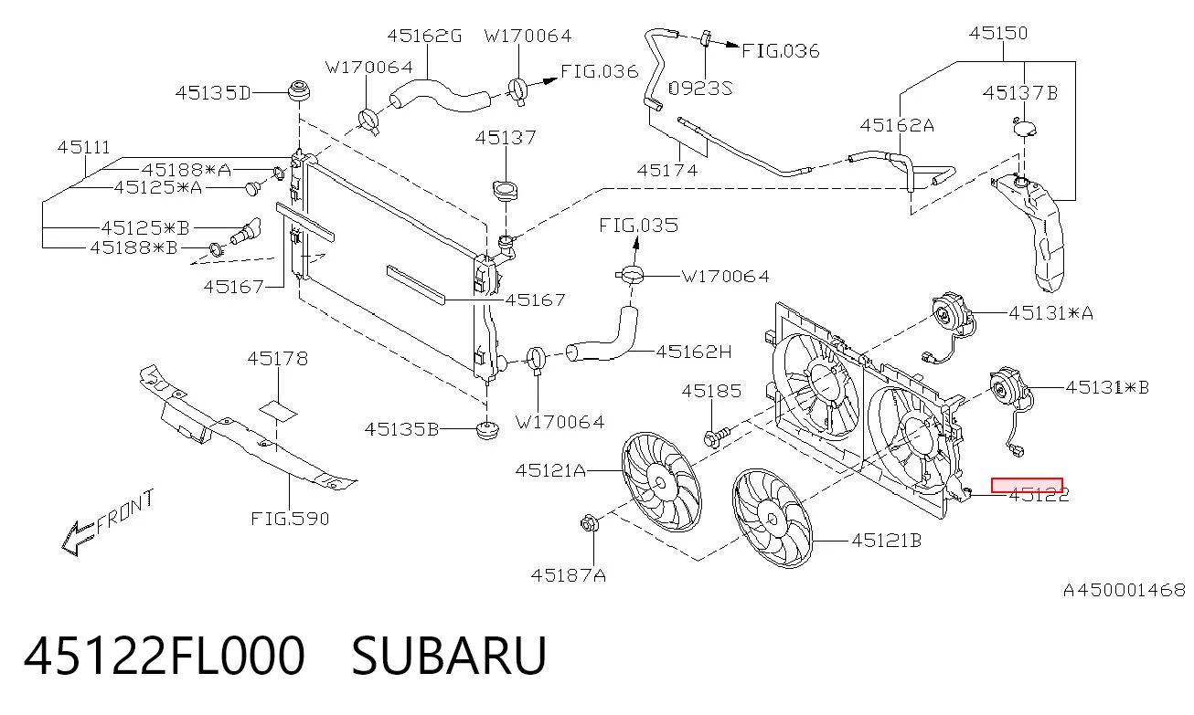 45122FL000 Subaru Облицювання рамки радіатора