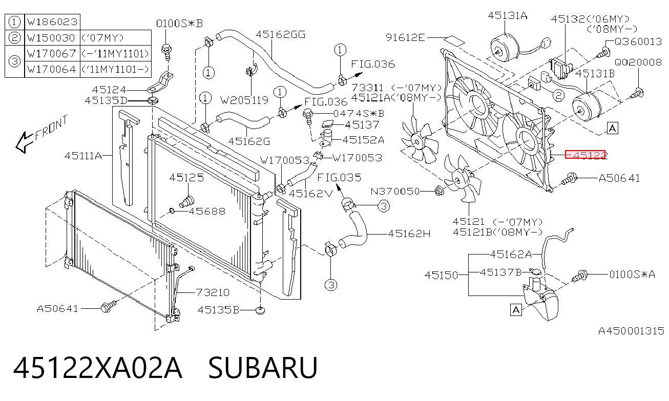 45122XA02A Subaru Облицювання рамки радіатора