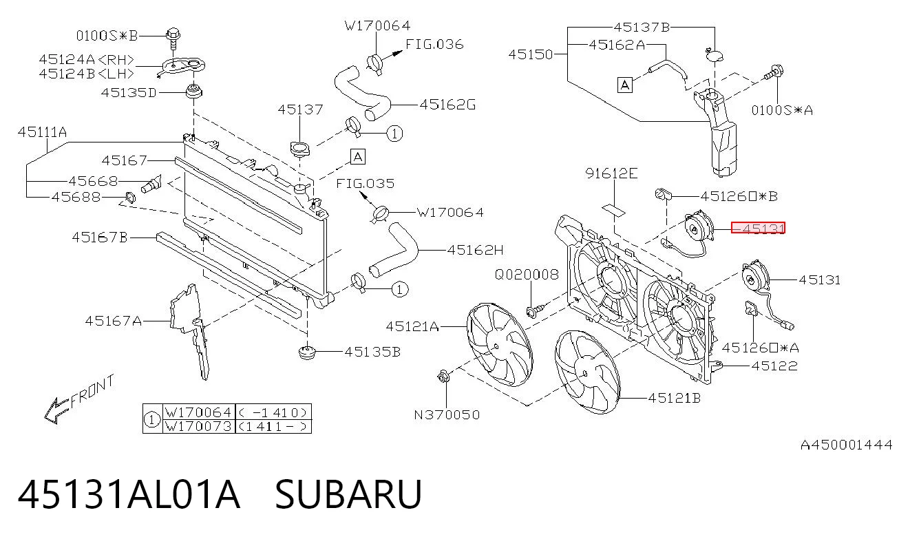 45131AL01A Subaru Електродвигун вентилятора системи охолодження