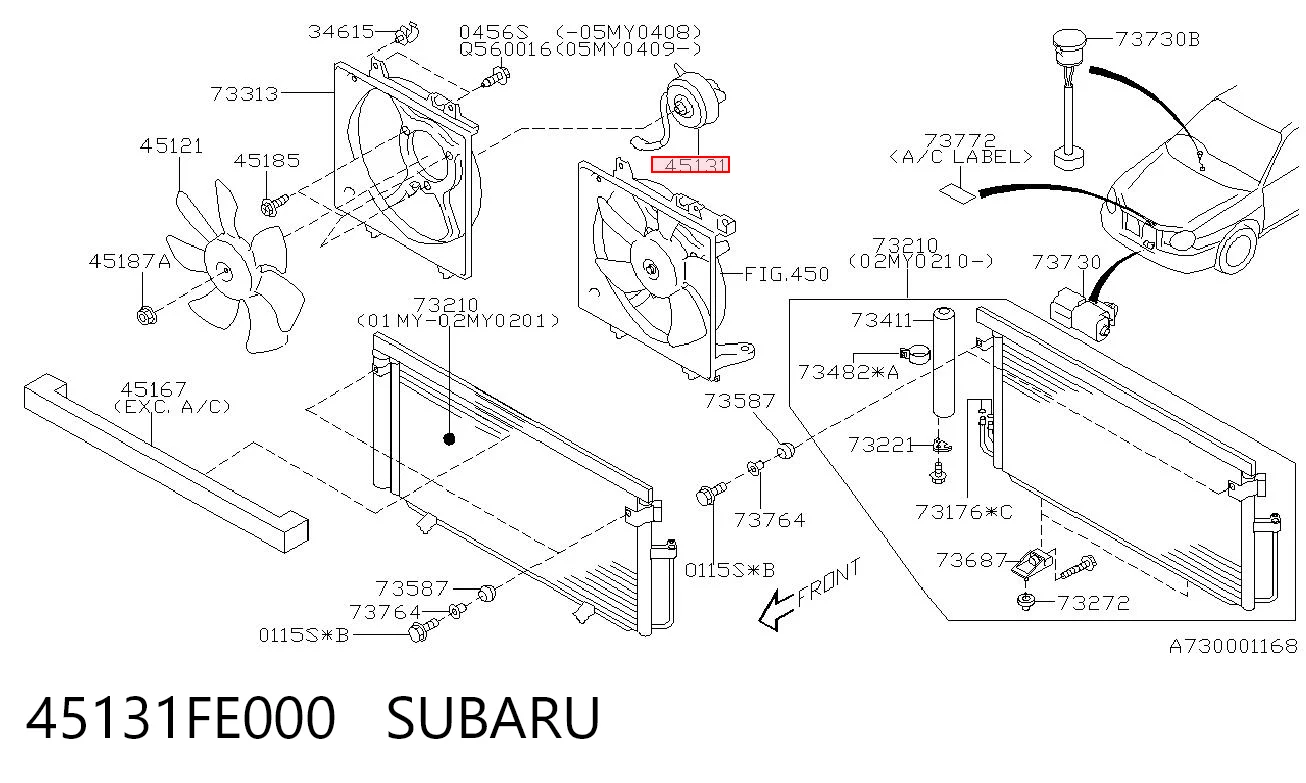 45131FE000 Subaru Вентилятор радіатора охолодження, лівий