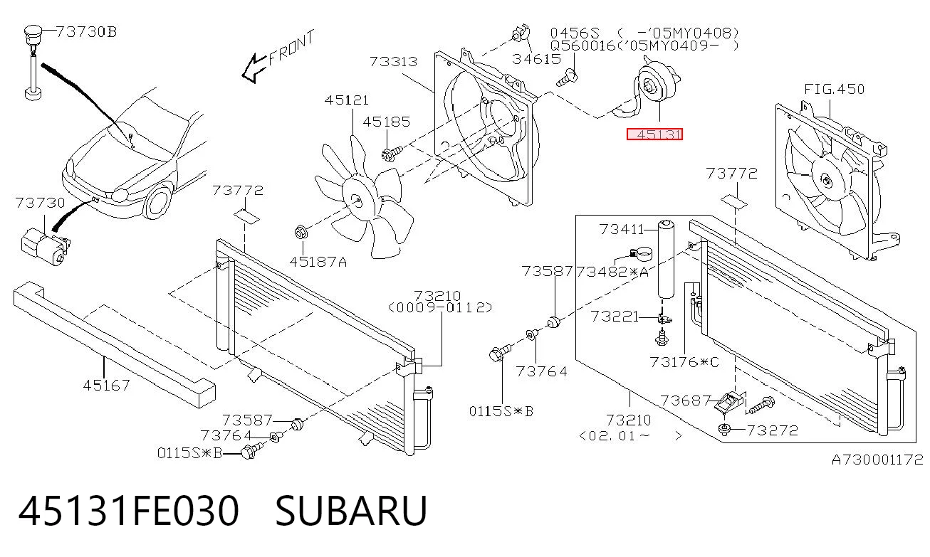 45131FE030 Subaru Мотор вентилятора системи охолодження, лівий