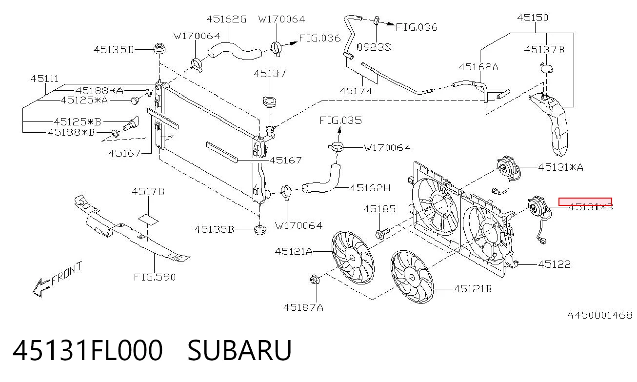 45131FL000 Subaru Електродвигун вентилятора системи охолодження