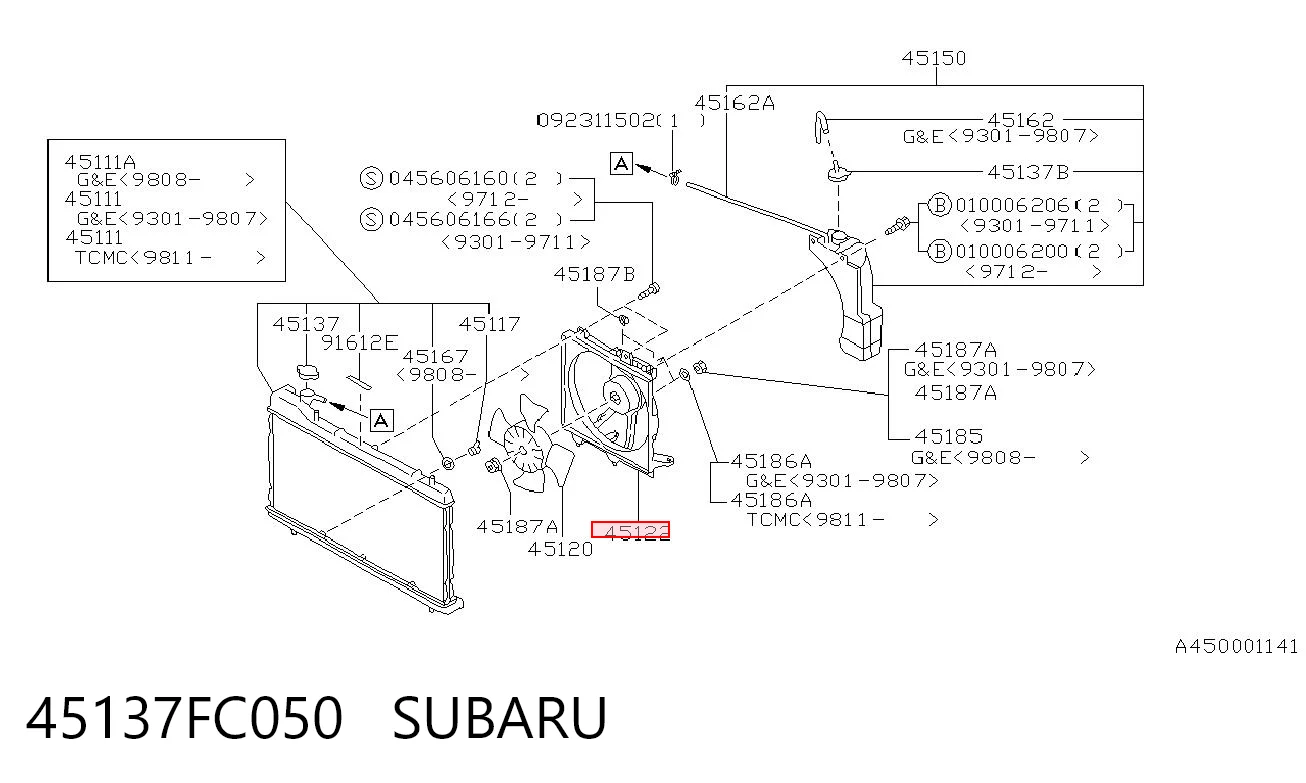45137FC050 Subaru Дифузор (кожух) радіатора охолодження