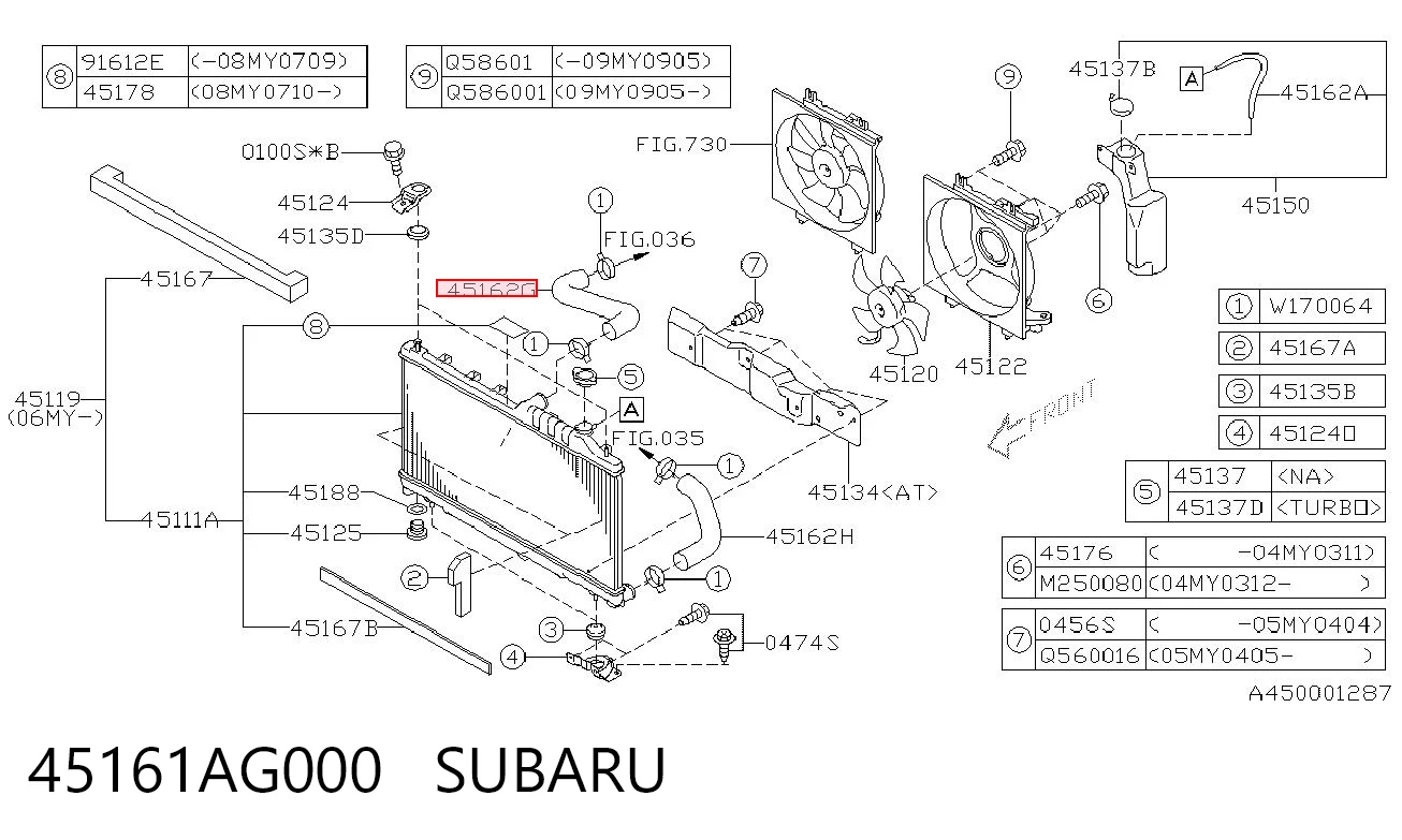 45161AG000 Subaru Патрубок системи охолодження