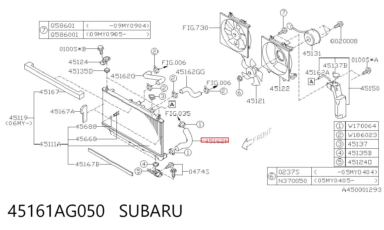45161AG050 Subaru Шланг/патрубок радіатора охолодження, нижній