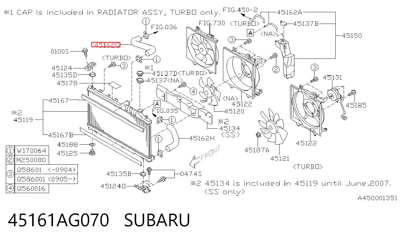 45161AG070 Subaru Патрубок системи охолодження