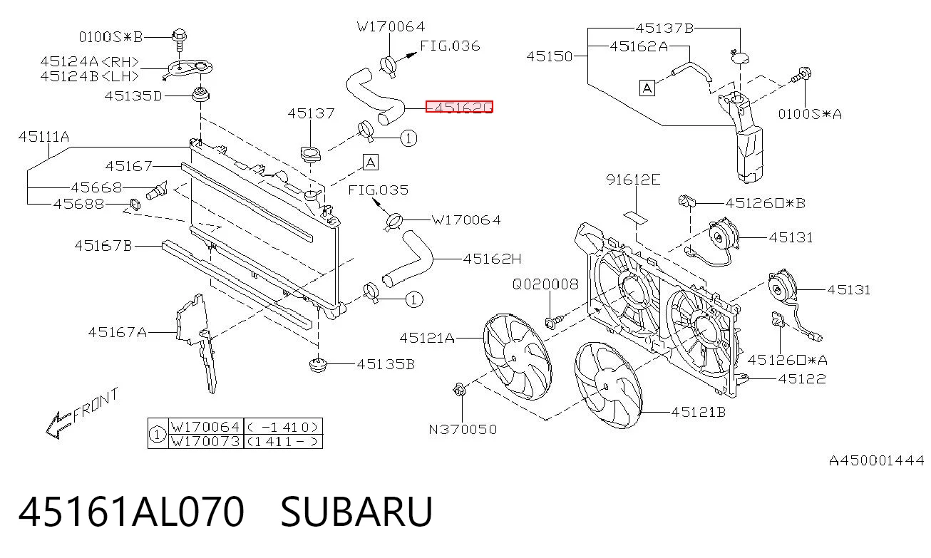 45161AL070 Subaru Патрубок системи охолодження