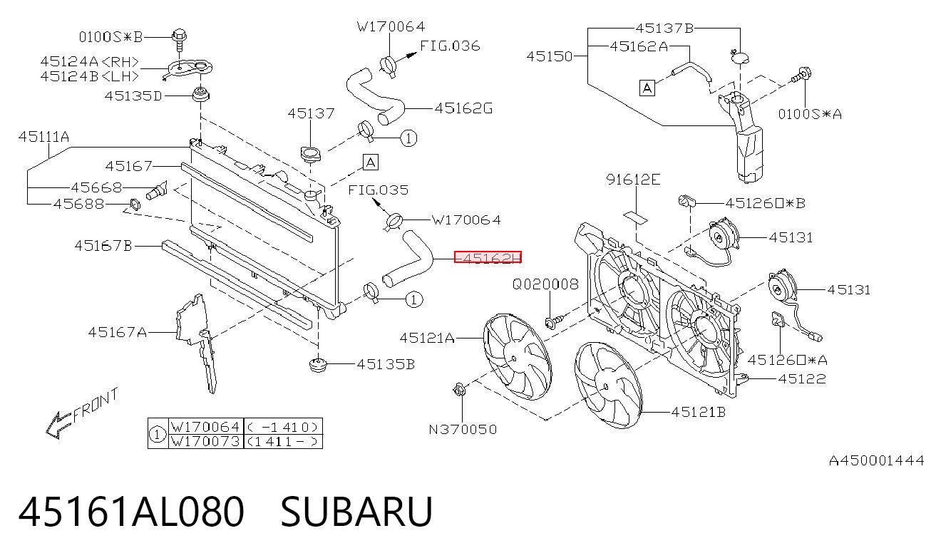 45161AL080 Subaru Шланг/патрубок радіатора охолодження, нижній