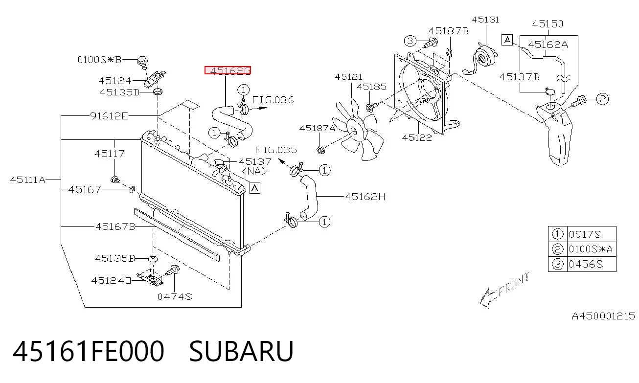 45161FE000 Subaru Патрубок системи охолодження