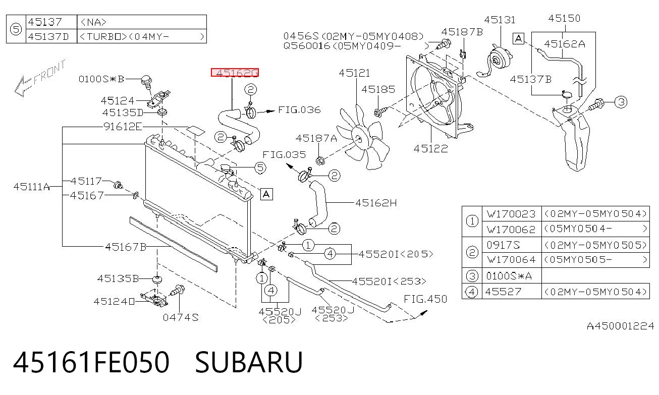 45161FE050 Subaru Шланги системи охолодження