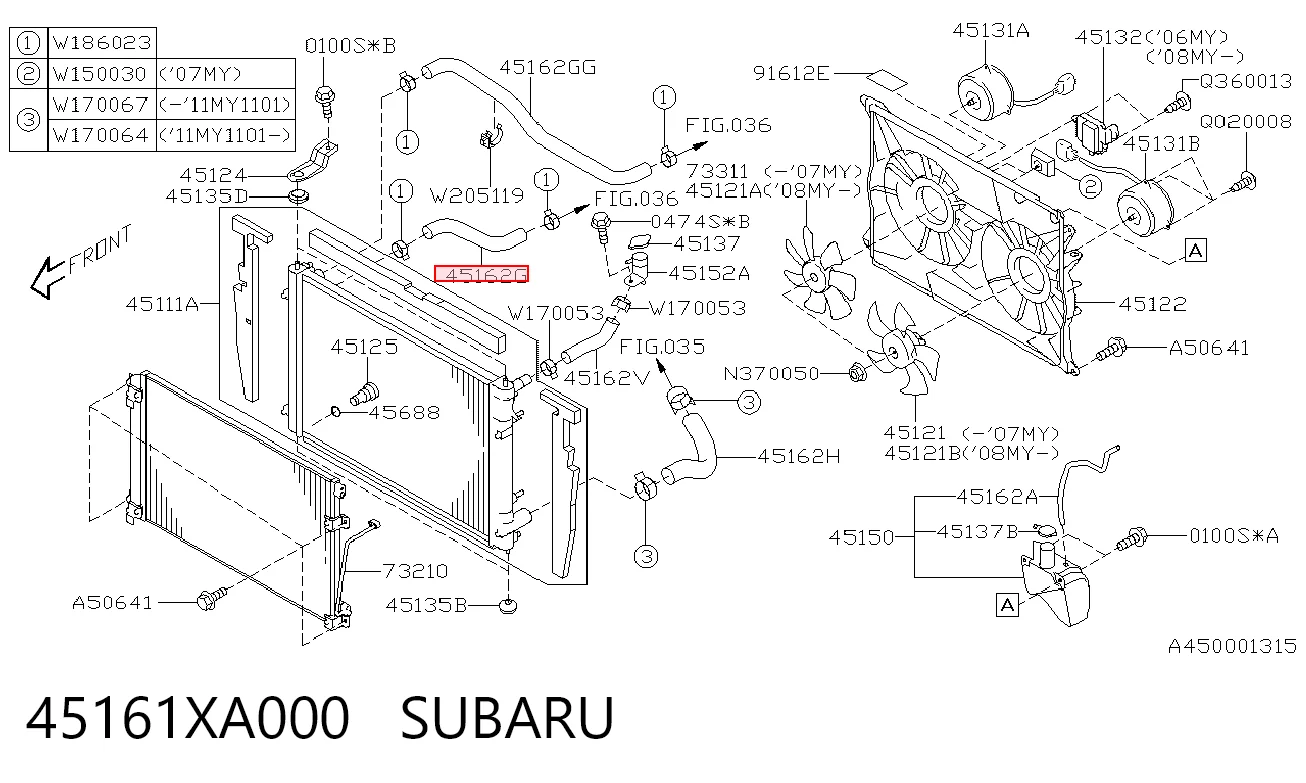 45161XA000 Subaru Патрубок системи охолодження