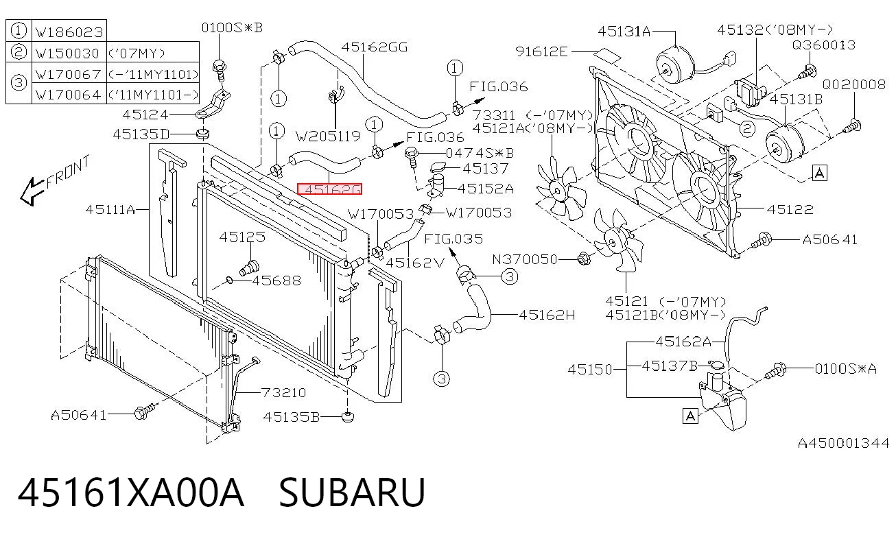 45161XA00A Subaru Патрубок системи охолодження