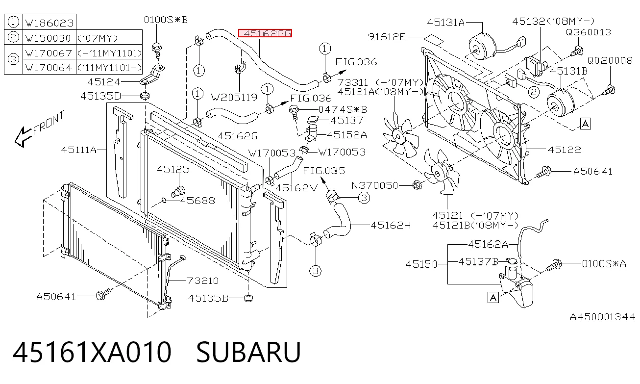 45161XA010 Subaru Патрубок системи охолодження