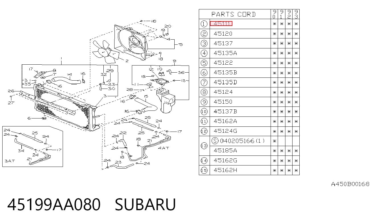 45199AA080 Subaru Радіатор охолодження двигуна