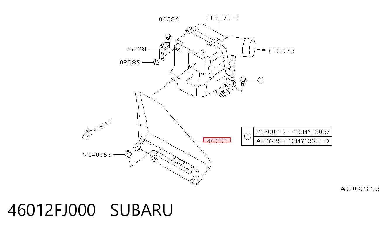 46012FJ000 Subaru Повітрозабірник повітряного фільтра