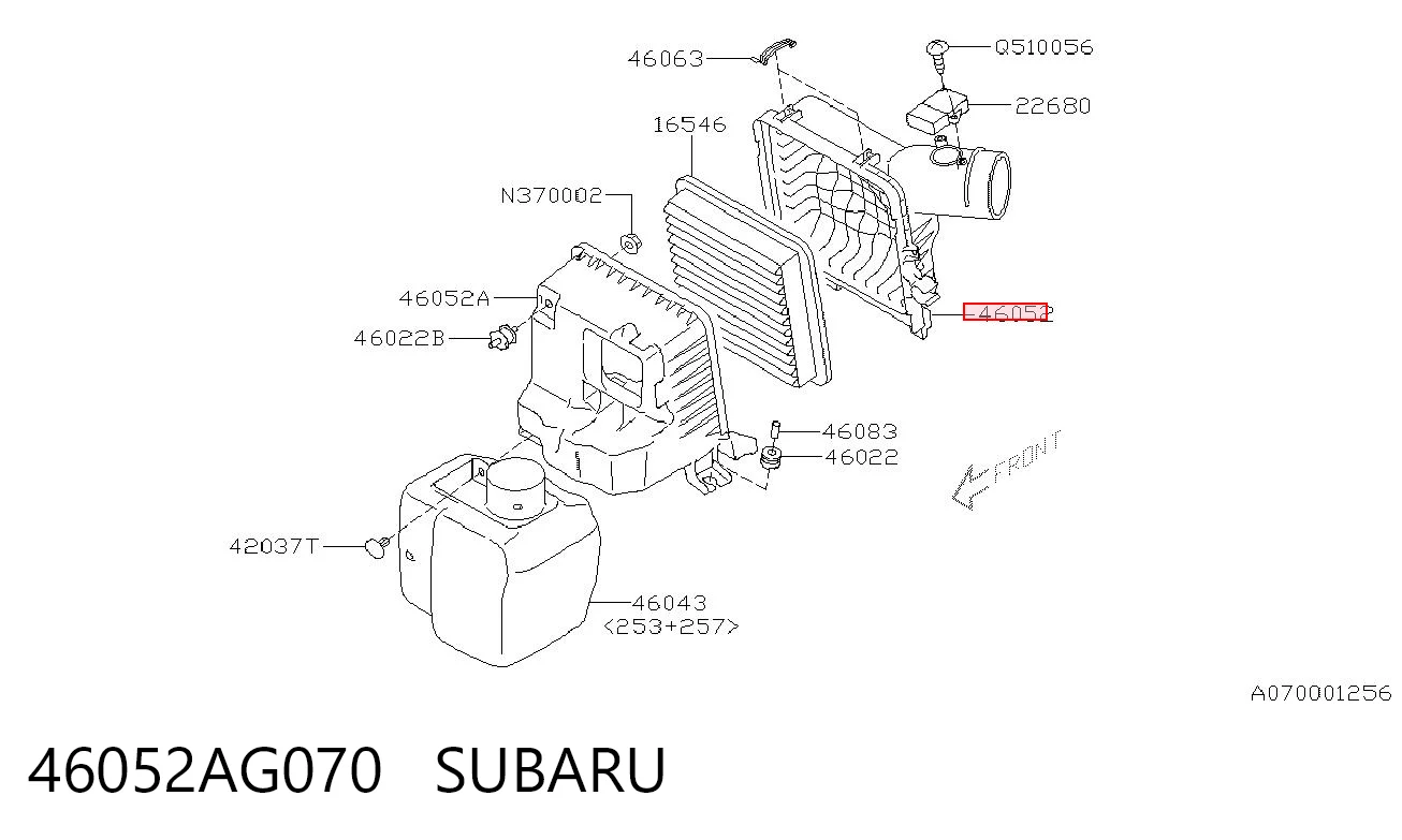 46052AG070 Subaru Корпус повітряного фільтра, верхня частина