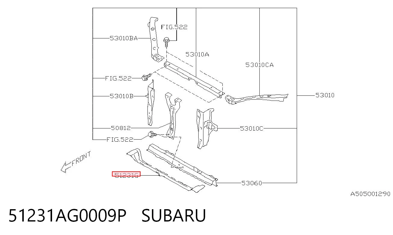 51231AG0009P Subaru Балка радіатора нижня