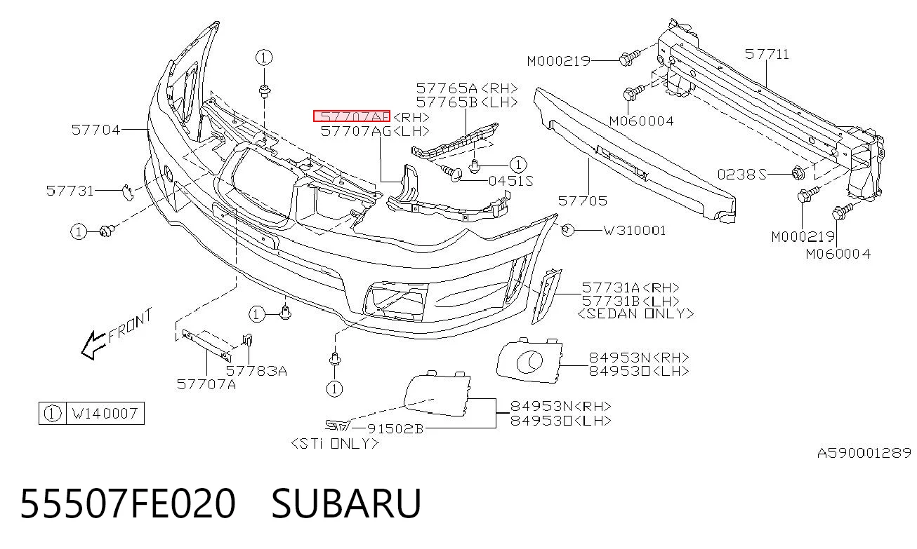 55507FE020 Subaru Праве кріплення переднього бампера